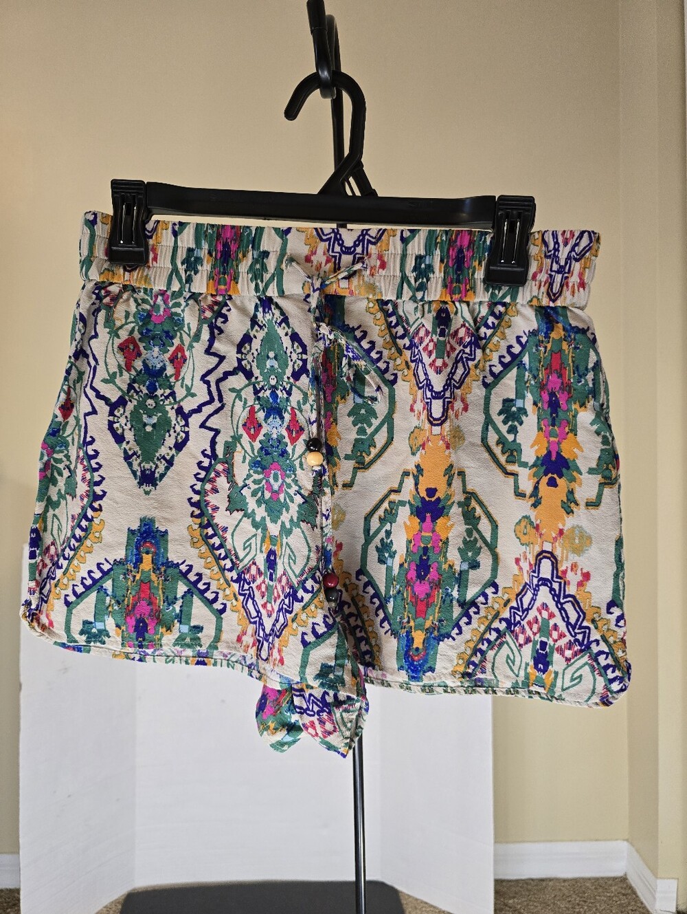 ZARA Aztec Printed Colorful Multicolor Drawstring  Shorts Size Medium